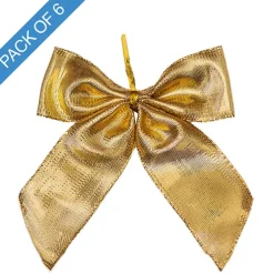 Pre-Made Bow Ribbon Small Pack 6 Gold (10*10cm)