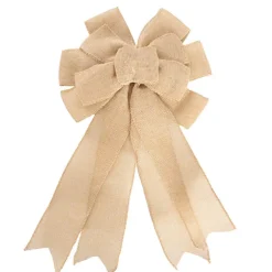 Pre-Made Bow Ribon Bow Linen 10 Loops Natural (26Wx32L)