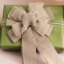 Pre-Made Bow Ribon Bow Linen 10 Loops Brown (26Wx32L)