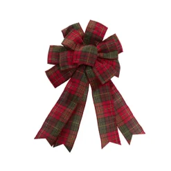 Pre-Made Bow Ribon Bow Tartan 10 Loops Red (26Wx32L)