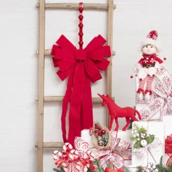 Pre-Made Bow Ribon Bow Velvet 14 Loops Red (38Wx75L)