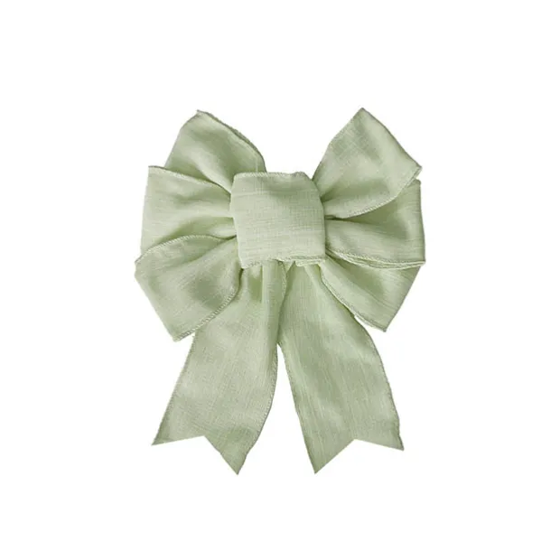 Pre-Made Bow Rustic Linen 6 Loops Sage Green (20x26cm)