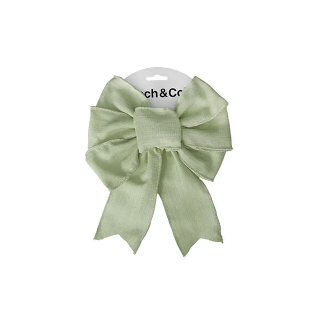 Pre-Made Bow Rustic Linen 6 Loops Sage Green (20x26cm)