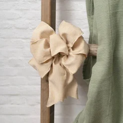 Pre-Made Bow Rustic Linen 6 Loops Raw Natural (20x26cm)