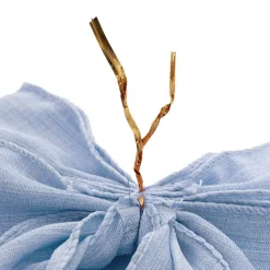 Pre-Made Bow Rustic Linen 4 Loops Cornflower Pk2 (15x21cm)