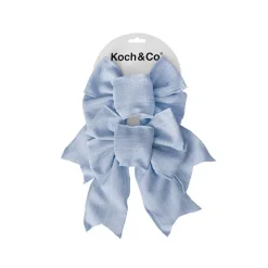 Pre-Made Bow Rustic Linen 4 Loops Cornflower Pk2 (15x21cm)
