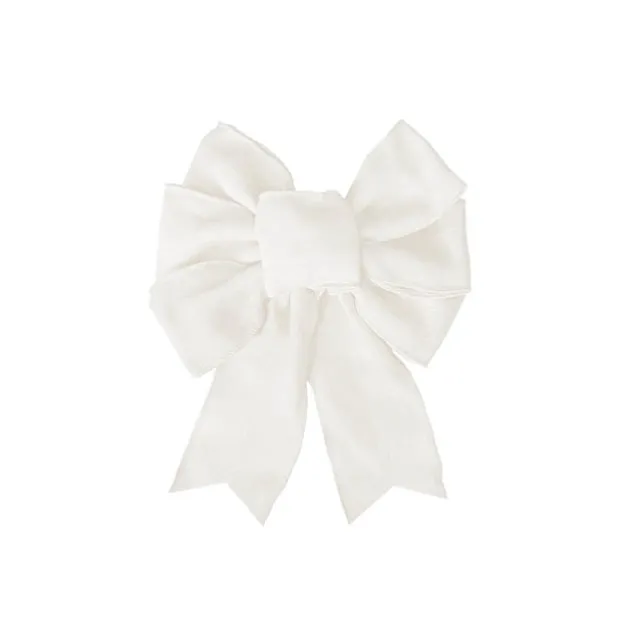 Pre-Made Bow Rustic Linen 6 Loops Snowy White (20x26cm)
