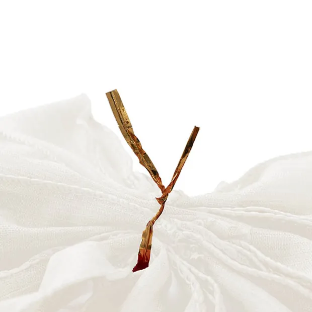 Pre-Made Bow Rustic Linen 6 Loops Snowy White (20x26cm)