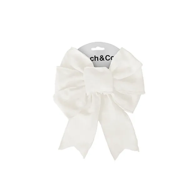 Pre-Made Bow Rustic Linen 6 Loops Snowy White (20x26cm)