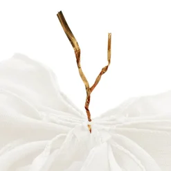 Pre-Made Bow Rustic Linen 4 Loops Snowy White Pk2 (15x21cm)