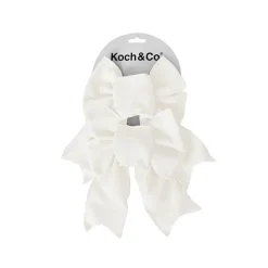 Pre-Made Bow Rustic Linen 4 Loops Snowy White Pk2 (15x21cm)