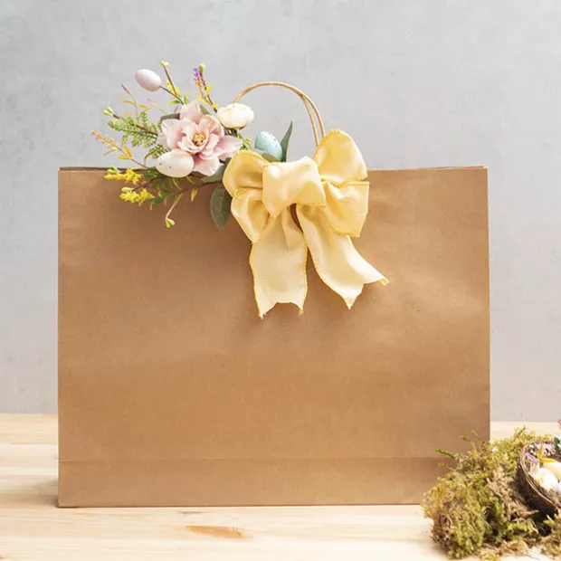 Pre-Made Bow Rustic Linen 4 Loops Lemoniscious Pk2 (15x21cm)