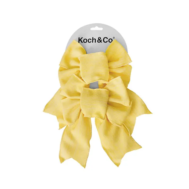 Pre-Made Bow Rustic Linen 4 Loops Lemoniscious Pk2 (15x21cm)