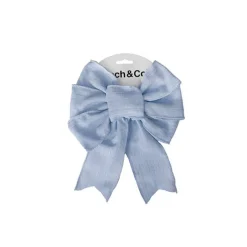 Pre-Made Bow Rustic Linen 6 Loops Cornflower Blue (20x26cm)