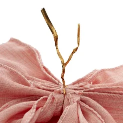 Pre-Made Bow Rustic Linen 4 Loops Country Pink Pk2 (15x21cm)