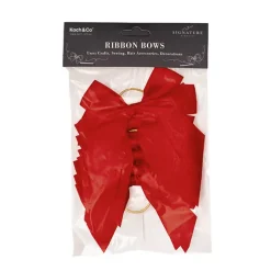 Pre-Made Bow Satin 25mm & Elastic Loop Pk6 Red (10*11cm)