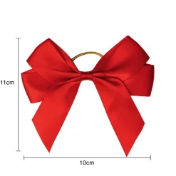 Pre-Made Bow Satin 25mm & Elastic Loop Pk6 Red (10*11cm)