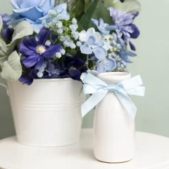 Pre-Made Bow Satin 15mm & Elastic Loop Pk6 Baby Blue(10*8cm)