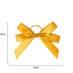 Pre-Made Bow Satin 15mm & Elastic Tie Pk6 Red Gold (10*8cm)