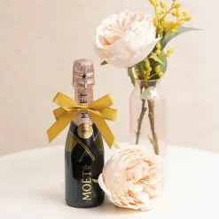 Pre-Made Bow Satin 15mm & Elastic Loop Pk6 Gold (10*8cm)