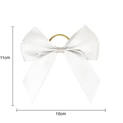 Pre-Made Bow Satin 25mm & Elastic Loop Pk6 White (10*11cm)