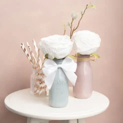 Pre-Made Bow Satin 25mm & Elastic Loop Pk6 White (10*11cm)