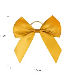 Pre-Made Bow Satin 25mm & Elastic Loop Pk6 Gold (10*11cm)