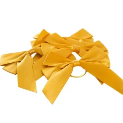 Pre-Made Bow Satin 25mm & Elastic Loop Pk6 Gold (10*11cm)