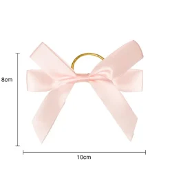 Pre-Made Bow Satin 15mm & Elastic Loop Pk6 Baby Pink(10*8cm)