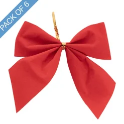 Pre-Made Bow Velvet Small Pack 6 Red (10*10cm)