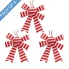 Pre-Made Bow Velvet Stripe Top Pack 3 Red White (9*12cm)
