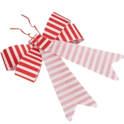 Pre-Made Bow Velvet Stripe Top Pack 2 Red White (14*18cm)