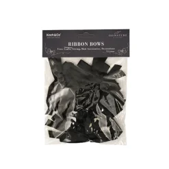 Pre-Made Ribbon Bow Double Face Satin Black Pk24(10mmx6.5cm)