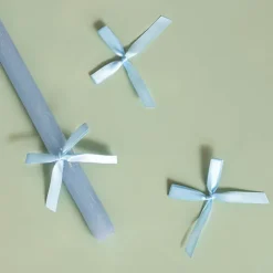 Pre-Made Ribbon Bow Double Face Satin Blue Pk24 (10mmx6.5cm)