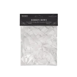 Pre-Made Ribbon Bow Double Face Satin White Pk24(10mmx6.5cm)