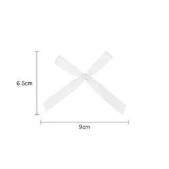 Pre-Made Ribbon Bow Double Face Satin White Pk24(10mmx6.5cm)