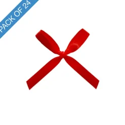 Pre-Made Ribbon Bow Double Face Satin Red Pk24 (10mmx6.5cm)