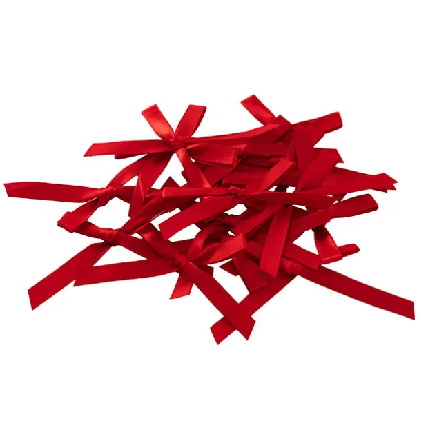 Pre-Made Ribbon Bow Double Face Satin Red Pk24 (10mmx6.5cm)