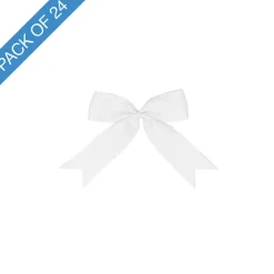 Pre-Made Ribbon Bow Grosgrain White Pack 24 (15mmx5cm)