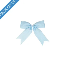 Pre-Made Ribbon Bow Grosgrain Baby Blue Pack 24 (15mmx5cm)