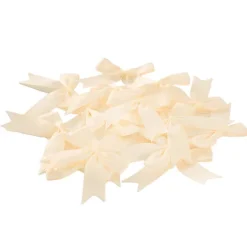 Pre-Made Ribbon Bow Grosgrain Ivory Pack 24 (15mmx5cm)