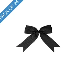 Pre-Made Ribbon Bow Grosgrain Black Pack 24 (15mmx5cm)