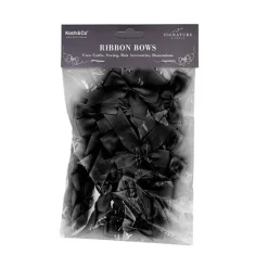 Pre-Made Ribbon Bow Grosgrain Black Pack 24 (15mmx5cm)