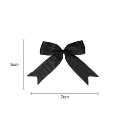 Pre-Made Ribbon Bow Grosgrain Black Pack 24 (15mmx5cm)