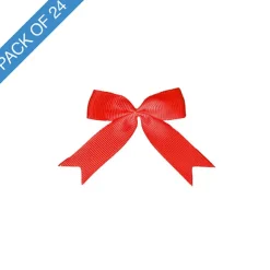 Pre-Made Ribbon Bow Grosgrain Red Pack 24 (15mmx5cm)