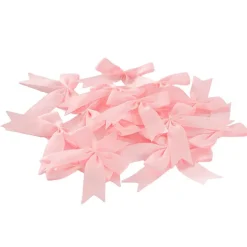 Pre-Made Ribbon Bow Grosgrain Baby Pink Pack 24 (15mmx5cm)