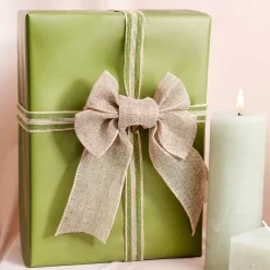 Pre-Made Ribbon Bow Linen 4 Loops Pack 2 Brown (15Wx21Lcm)