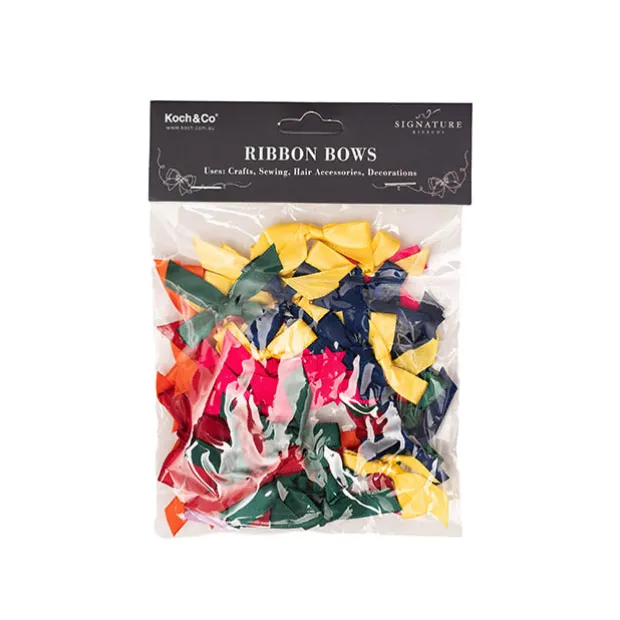 Pre-Made Ribbon Bow 10mm Satin Brights Mix Pack 48 (3.5Lcm)