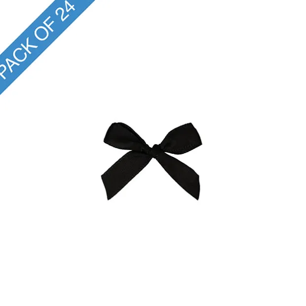 Pre-Made Ribbon Bow 10mm Satin Black Pack 24 (3.5cm)