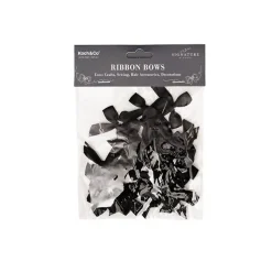 Pre-Made Ribbon Bow 10mm Satin Black Pack 24 (3.5cm)